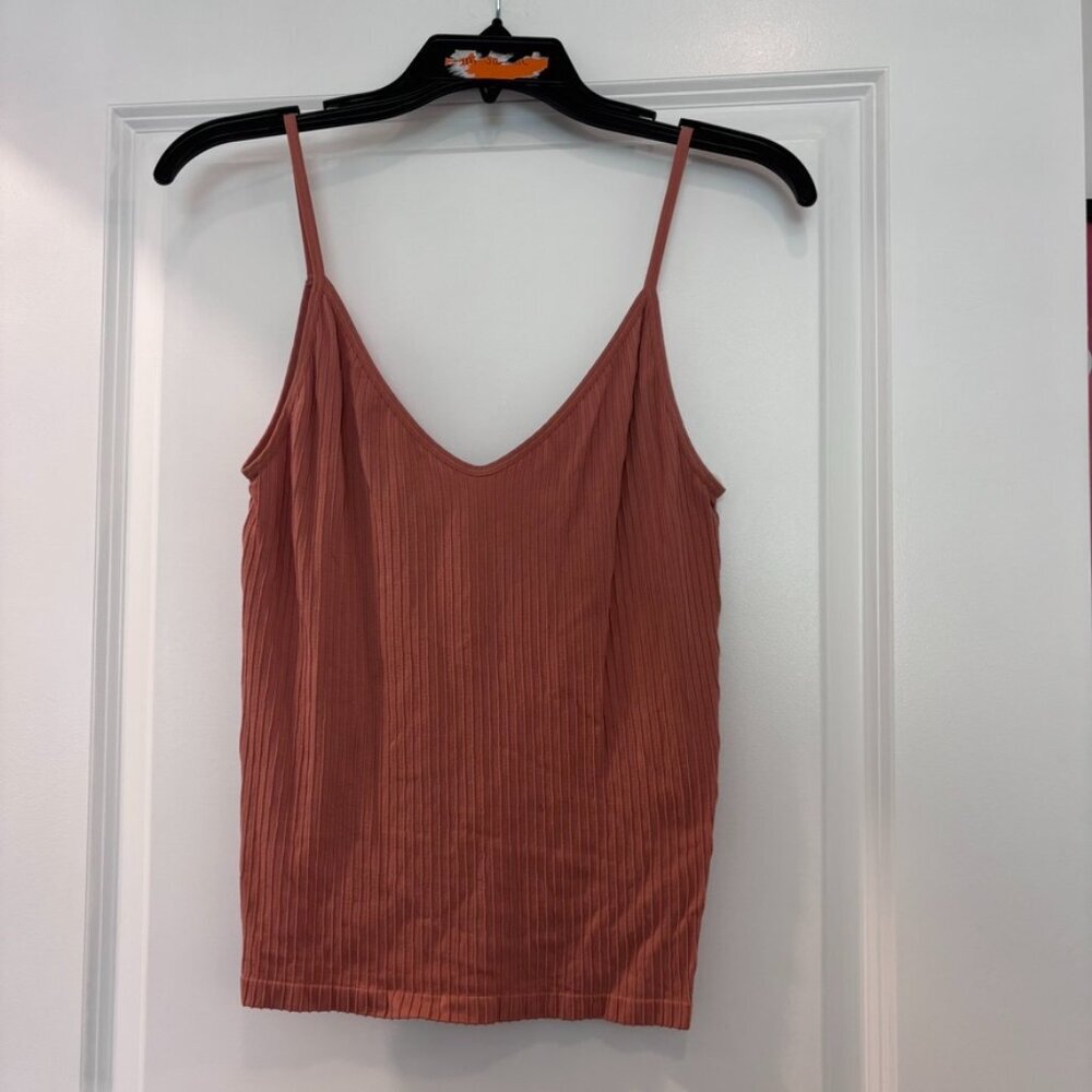 Express Burnt Orange Ribbed Spaghetti Strap Camisole